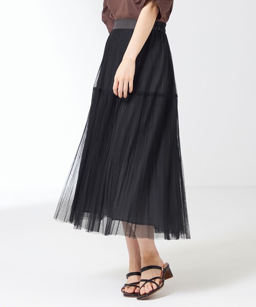 ANY SIS(エニィスィス)の「【美人百花7月号掲載】プリーツチュールティアード スカート(スカート・レディース・ベージュ系/ブラック系・4)」の1枚目の写真