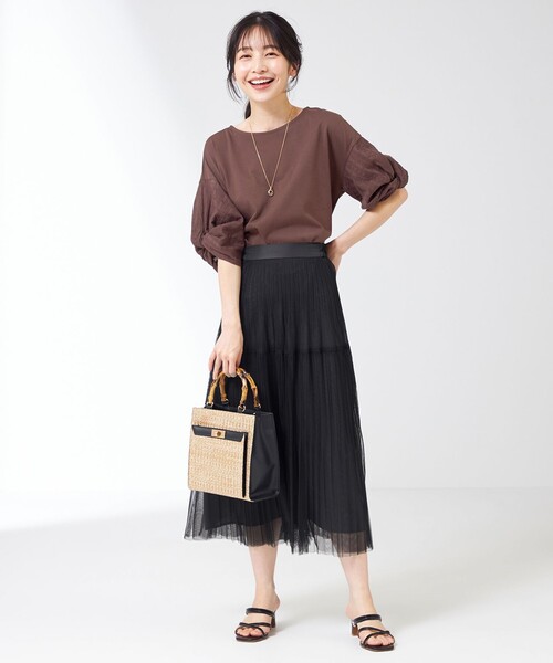 ANY SIS(エニィスィス)の「【美人百花7月号掲載】プリーツチュールティアード スカート(スカート・レディース・ベージュ系/ブラック系・4)」の10枚目の写真