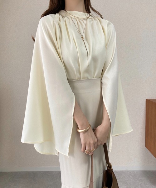 Ada.(エイダ)の「フロントギャザースリットフレアスリーブブラウス(シャツ/ブラウス・レディース・ホワイト/ブラック/アイボリー/モカ・FREE)」の20枚目の写真