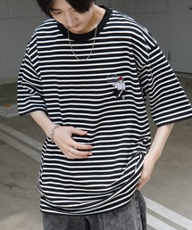 Red Cap Girl | 【RED CAP GIRL】ビッグシルエット フロントプリント半袖ラグランTee / ワンポイント刺繍半袖ボーダーTシャツ カットソー 23SS(Tシャツ/カットソー)