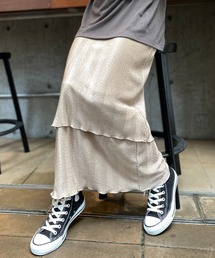 mi via loca | シャイニーストライプWAVEプリーツ レイヤードスカート(スカート)