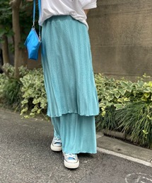 mi via loca | シャイニーストライプWAVEプリーツ レイヤードスカート(スカート)