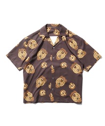 スラブポリ ダマスクペイズリーSSシャツ オープンカラーシャツ 柄シャツ