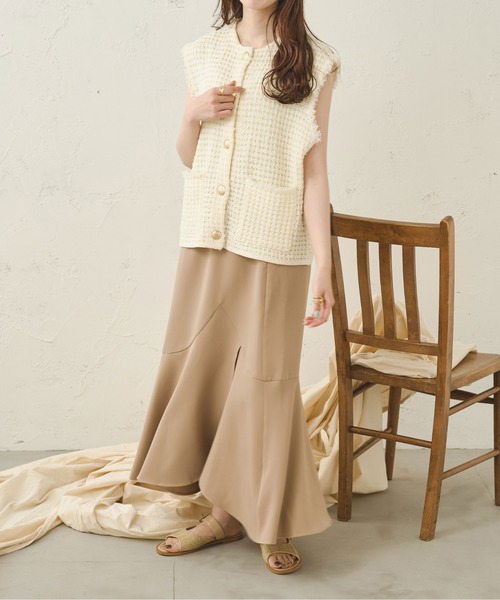 Ambre Neige（アンブルネージュ）の「ツイードニットベスト／【WEB/EC限定商品】（ベスト・レディース・アイボリー/ベージュ・FREE）」の9枚目の写真