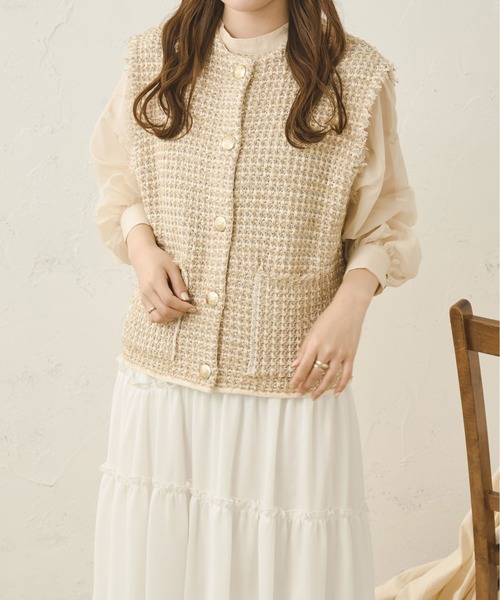 Ambre Neige（アンブルネージュ）の「ツイードニットベスト／【WEB/EC限定商品】（ベスト・レディース・アイボリー/ベージュ・FREE）」の11枚目の写真