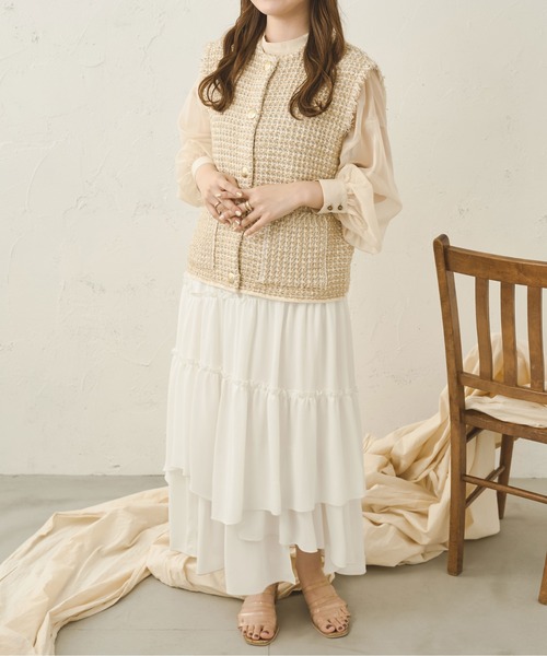 Ambre Neige（アンブルネージュ）の「ツイードニットベスト／【WEB/EC限定商品】（ベスト・レディース・アイボリー/ベージュ・FREE）」の14枚目の写真