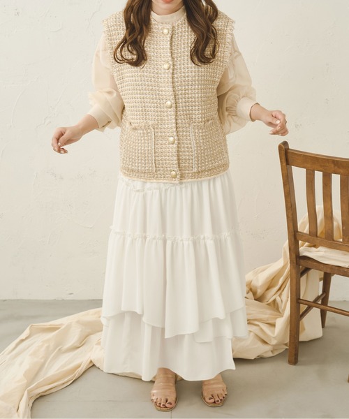 Ambre Neige（アンブルネージュ）の「ツイードニットベスト／【WEB/EC限定商品】（ベスト・レディース・アイボリー/ベージュ・FREE）」の15枚目の写真