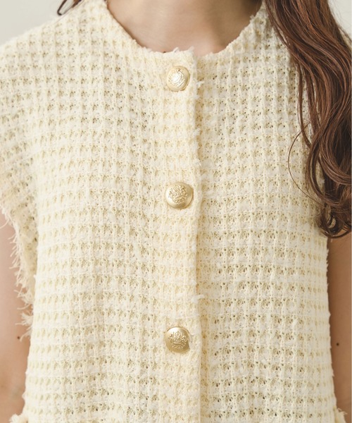 Ambre Neige（アンブルネージュ）の「ツイードニットベスト／【WEB/EC限定商品】（ベスト・レディース・アイボリー/ベージュ・FREE）」の6枚目の写真