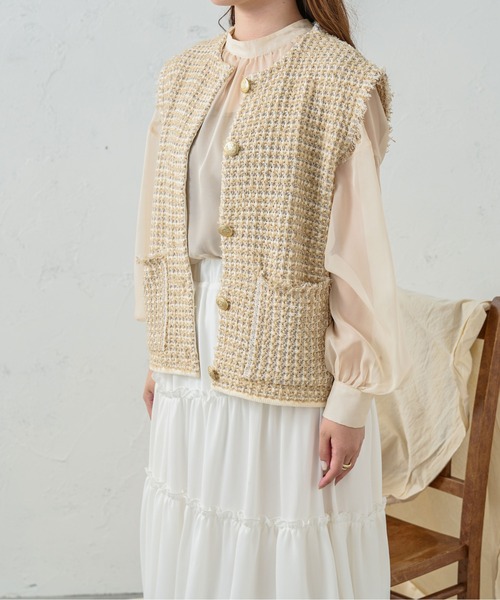 Ambre Neige（アンブルネージュ）の「ツイードニットベスト／【WEB/EC限定商品】（ベスト・レディース・アイボリー/ベージュ・FREE）」の19枚目の写真