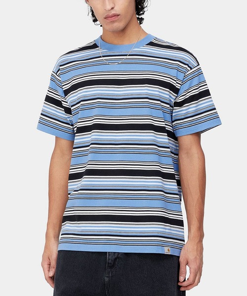 Carhartt WIP（カーハートダブリューアイピー）の「Carhartt WIP/カーハートダブリューアイピー 半袖Tシャツ バーコードストライプ ビッグシルエット I031603（Tシャツ/カットソー・メンズ・ネイビー系/グリーン系その他/ブルー系その他・M/XL/L）」の7枚目の写真