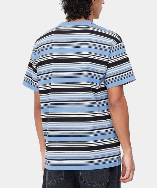 Carhartt WIP（カーハートダブリューアイピー）の「Carhartt WIP/カーハートダブリューアイピー 半袖Tシャツ バーコードストライプ ビッグシルエット I031603（Tシャツ/カットソー・メンズ・ネイビー系/グリーン系その他/ブルー系その他・M/XL/L）」の8枚目の写真