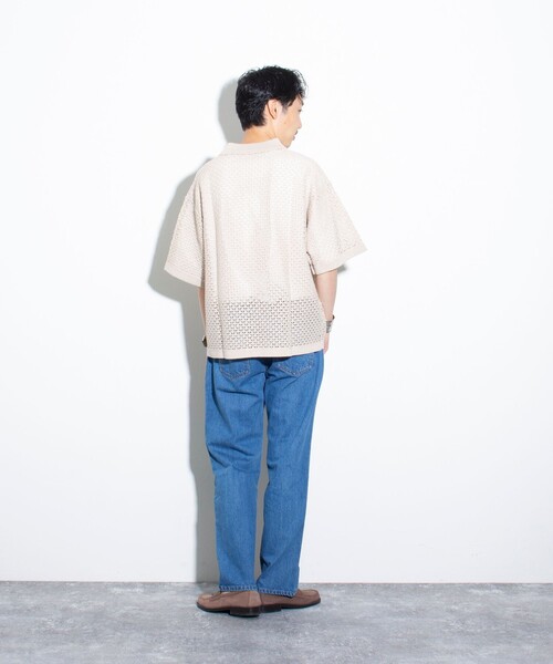 GLOSTER（グロスター）の「【GLOSTER/グロスター】ニットポロ クロシェ編み クロシェポロシャツ（ポロシャツ・メンズ・チャコールグレー/グリーン/ネイビー/キナリ・M/L）」の7枚目の写真