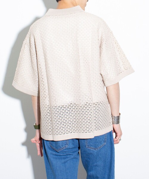 GLOSTER（グロスター）の「【GLOSTER/グロスター】ニットポロ クロシェ編み クロシェポロシャツ（ポロシャツ・メンズ・チャコールグレー/グリーン/ネイビー/キナリ・M/L）」の10枚目の写真