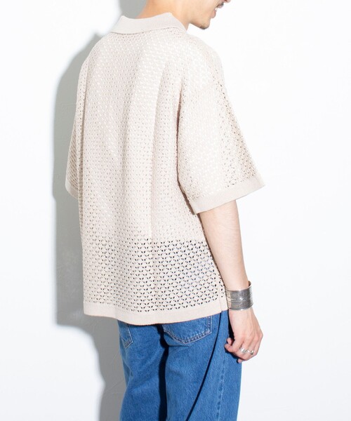 GLOSTER（グロスター）の「【GLOSTER/グロスター】ニットポロ クロシェ編み クロシェポロシャツ（ポロシャツ・メンズ・チャコールグレー/グリーン/ネイビー/キナリ・M/L）」の11枚目の写真