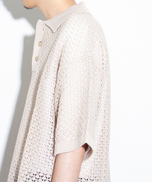 GLOSTER（グロスター）の「【GLOSTER/グロスター】ニットポロ クロシェ編み クロシェポロシャツ（ポロシャツ・メンズ・チャコールグレー/グリーン/ネイビー/キナリ・M/L）」の14枚目の写真