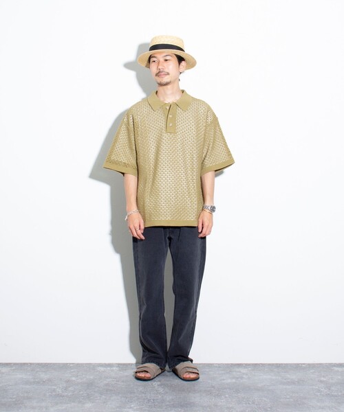 GLOSTER（グロスター）の「【GLOSTER/グロスター】ニットポロ クロシェ編み クロシェポロシャツ（ポロシャツ・メンズ・チャコールグレー/グリーン/ネイビー/キナリ・M/L）」の19枚目の写真