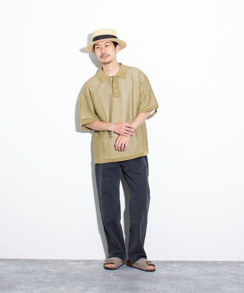 GLOSTER（グロスター）の「【GLOSTER/グロスター】ニットポロ クロシェ編み クロシェポロシャツ（ポロシャツ・メンズ・チャコールグレー/グリーン/ネイビー/キナリ・M/L）」の22枚目の写真