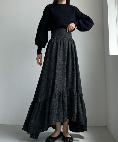 極美品♡フォクシー ツイード フレアスカート Fringe Lady 38 黒