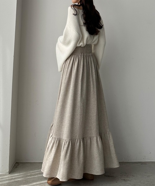 Louere（ルエレ）の「ツイード裾フレアスカート（スカート・レディース・オフホワイト/ブラウン/ブラック/グレー/ライトベージュ・SMALL/X-LARGE/MEDIUM/LARGE）」の20枚目の写真