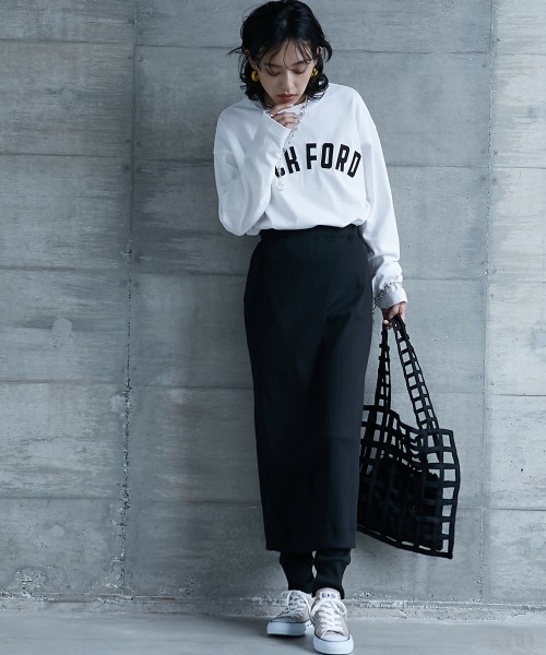 GEVS.（ジェイヴィス）の「＜大きいサイズ＞ 綿100％ロゴパッチワーク刺しゅうロングスリーブＴシャツ GEVS.（Tシャツ/カットソー・レディース・ブラック/オフホワイト・L/LL/3L/4L/5L）」の20枚目の写真