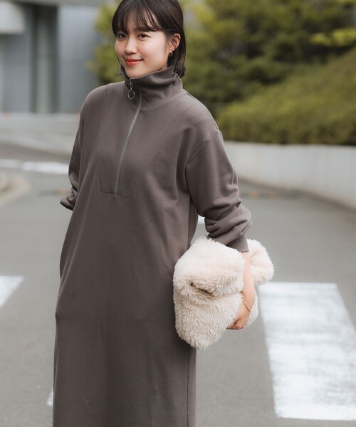 B:MING by BEAMS(ビーミングバイビームス)の「B:MING by BEAMS / ハーフジップ 裏毛 ワンピース(ワンピース・レディース・ピンク系その他/チャコールグレー/ベージュ・SMALL/MEDIUM)」の11枚目の写真