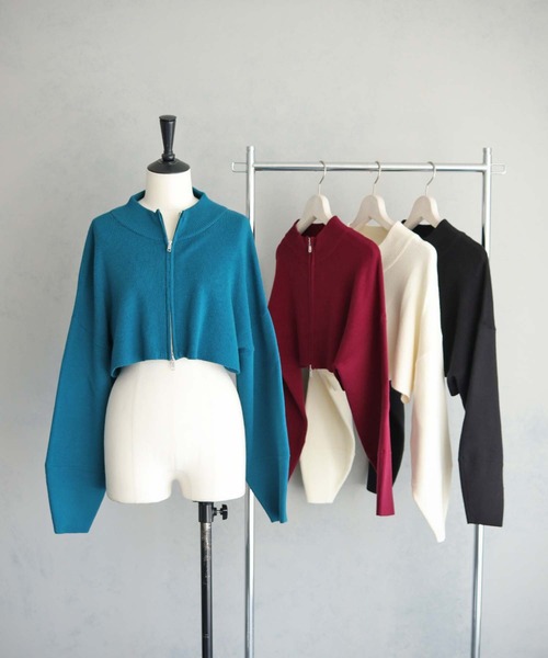 cheriella（シェリエラ）の「【cheriella】WEB限定ショートZIPニットブルゾン（ブルゾン・レディース・ワインレッド/アイボリー/ブラック/ブルー・M）」の10枚目の写真