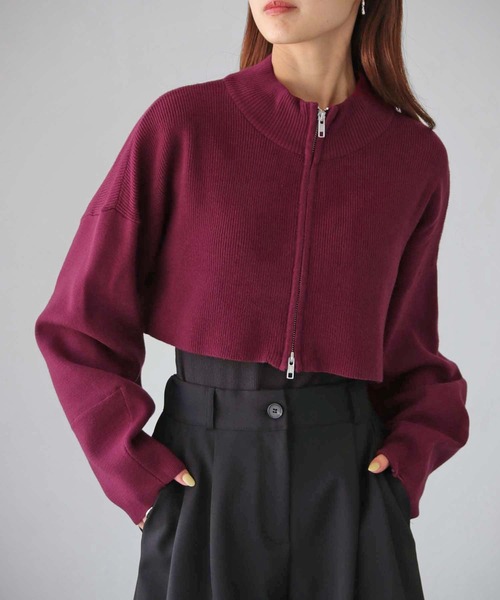 cheriella（シェリエラ）の「【cheriella】WEB限定ショートZIPニットブルゾン（ブルゾン・レディース・ワインレッド/アイボリー/ブラック/ブルー・M）」の17枚目の写真