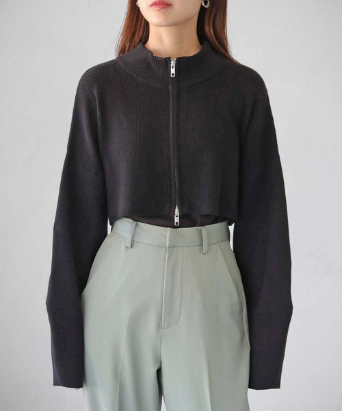 cheriella（シェリエラ）の「【cheriella】WEB限定ショートZIPニットブルゾン（ブルゾン・レディース・ワインレッド/アイボリー/ブラック/ブルー・M）」の14枚目の写真