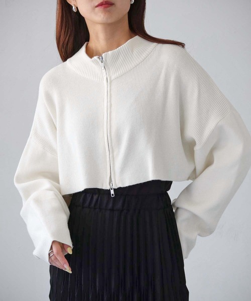 cheriella（シェリエラ）の「【cheriella】WEB限定ショートZIPニットブルゾン（ブルゾン・レディース・ワインレッド/アイボリー/ブラック/ブルー・M）」の20枚目の写真