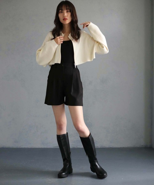 cheriella（シェリエラ）の「【cheriella】WEB限定ショートZIPニットブルゾン（ブルゾン・レディース・ワインレッド/アイボリー/ブラック/ブルー・M）」の21枚目の写真