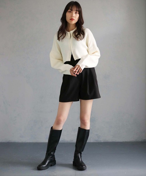 cheriella（シェリエラ）の「【cheriella】WEB限定ショートZIPニットブルゾン（ブルゾン・レディース・ワインレッド/アイボリー/ブラック/ブルー・M）」の17枚目の写真
