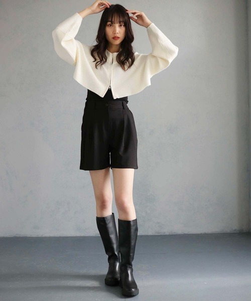 cheriella（シェリエラ）の「【cheriella】WEB限定ショートZIPニットブルゾン（ブルゾン・レディース・ワインレッド/アイボリー/ブラック/ブルー・M）」の18枚目の写真