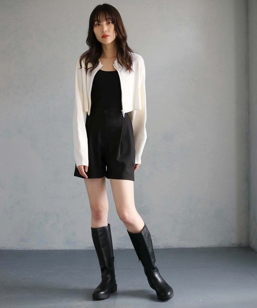 cheriella（シェリエラ）の「【cheriella】WEB限定ショートZIPニットブルゾン（ブルゾン・レディース・ワインレッド/アイボリー/ブラック/ブルー・M）」の19枚目の写真