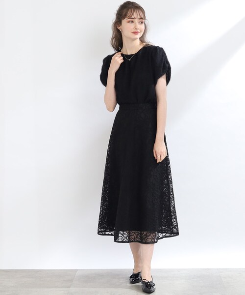 couture brooch（クチュールブローチ）の「◆【秋冬新作/大人フェミニン】コード刺繍フレアースカート（スカート・レディース・ブラック系/ブラウン系その他2・40/38/42）」の19枚目の写真