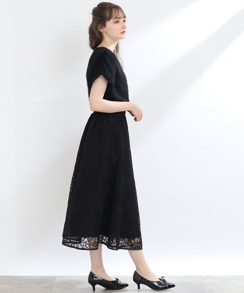 couture brooch（クチュールブローチ）の「◆【秋冬新作/大人フェミニン】コード刺繍フレアースカート（スカート・レディース・ブラック系/ブラウン系その他2・40/38/42）」の6枚目の写真