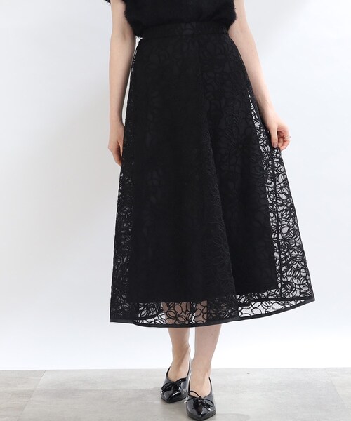 couture brooch（クチュールブローチ）の「◆【秋冬新作/大人フェミニン】コード刺繍フレアースカート（スカート・レディース・ブラック系/ブラウン系その他2・40/38/42）」の16枚目の写真