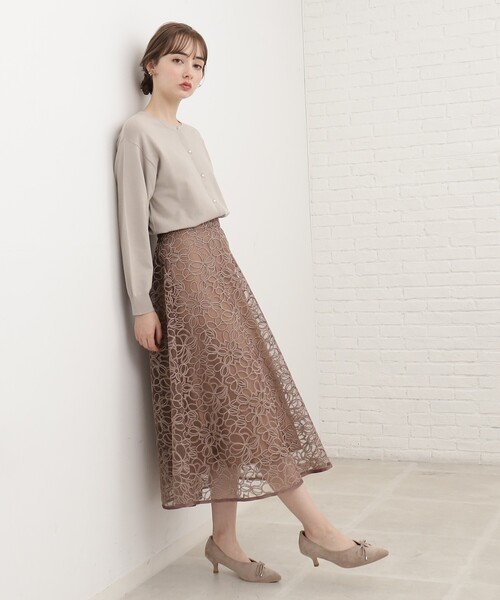 couture brooch（クチュールブローチ）の「◆【秋冬新作/大人フェミニン】コード刺繍フレアースカート（スカート・レディース・ブラック系/ブラウン系その他2・40/38/42）」の21枚目の写真