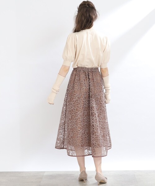 couture brooch（クチュールブローチ）の「◆【秋冬新作/大人フェミニン】コード刺繍フレアースカート（スカート・レディース・ブラック系/ブラウン系その他2・40/38/42）」の15枚目の写真