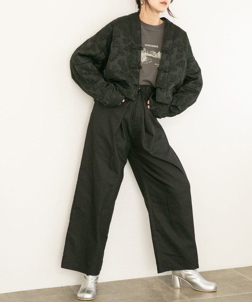 KBF(ケイビーエフ)の「フロントタックWIDEパンツ(その他パンツ・レディース・チャコールグレー/ライトグレー・36/38)」の1枚目の写真