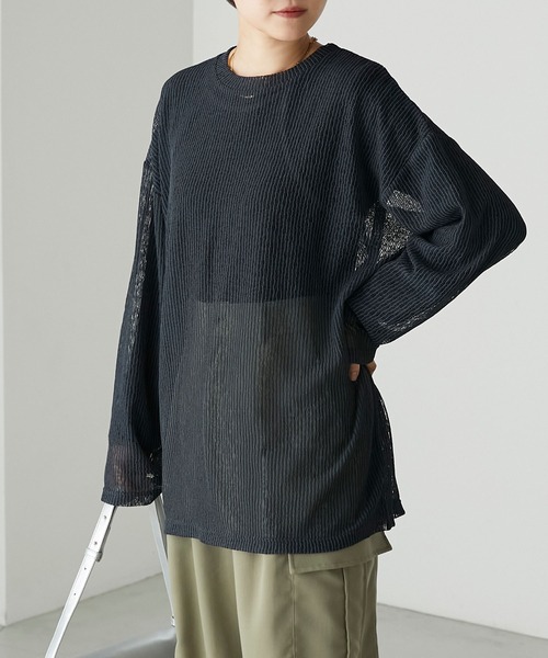 forksy.(フォルクシー)の「【forksy.】シアーストライププルオーバー(Tシャツ/カットソー・レディース・グレー/アイボリー/ブラック・FREE)」の19枚目の写真