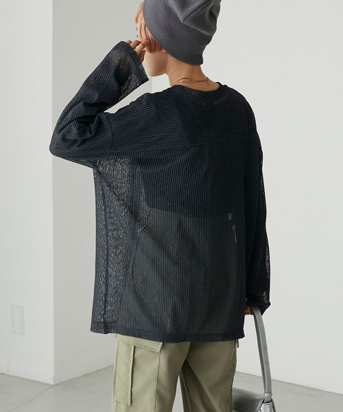 forksy.(フォルクシー)の「【forksy.】シアーストライププルオーバー(Tシャツ/カットソー・レディース・グレー/アイボリー/ブラック・FREE)」の22枚目の写真