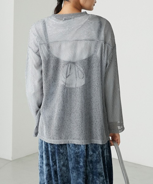 simply complicated フリンジストライププルオーバーシャツ シンプリーコンプリケイテッド SIMPLYCOMPLICATED OXFD SHIRT