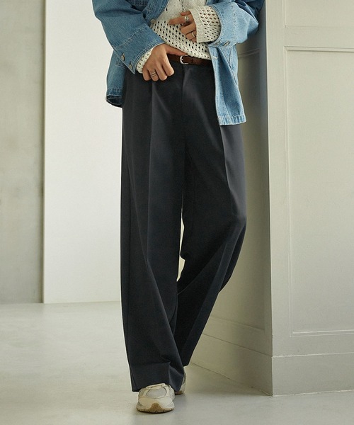 EMMA CLOTHES（エマクローズ）の「TR綾ストレッチ タックセミワイドストレートスラックスパンツ EMMA CLOTHES（スラックス・メンズ・グレイッシュベージュ/ブラック/ブルー/グレー系/ダークグレー・S/M/L）」の20枚目の写真