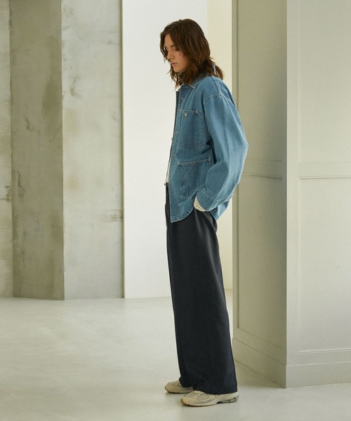 EMMA CLOTHES（エマクローズ）の「TR綾ストレッチ タックセミワイドストレートスラックスパンツ EMMA CLOTHES（スラックス・メンズ・グレイッシュベージュ/ブラック/ブルー/グレー系/ダークグレー・S/M/L）」の22枚目の写真