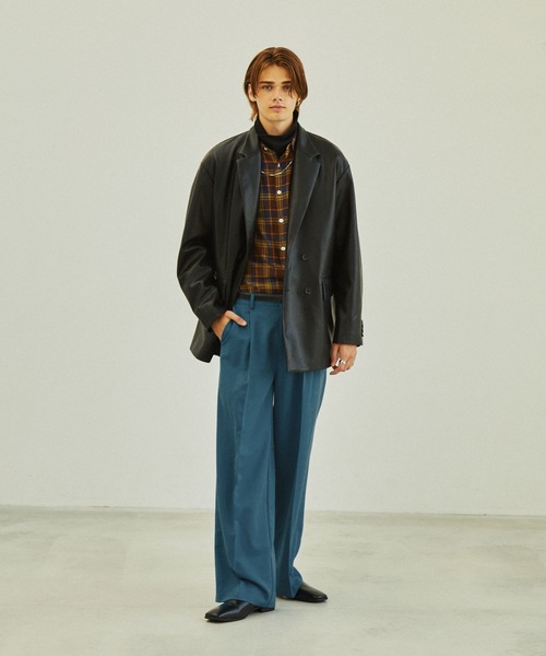 TR綾ストレッチ タックセミワイドストレートスラックスパンツ EMMA