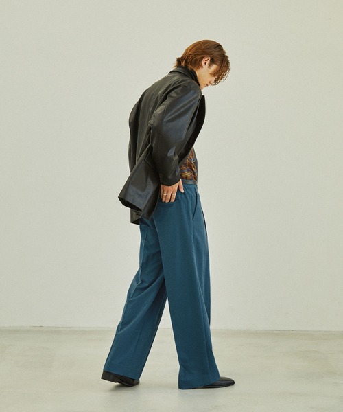 TR綾ストレッチ タックセミワイドストレートスラックスパンツ EMMA