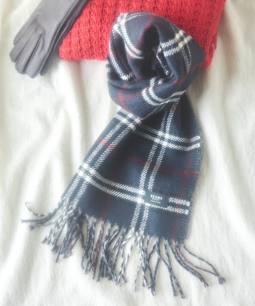 美品☆ロゴ マフラー ☆赤黒リバーシブル男女兼用ウール素材 カシミヤ混 リバーシブルウールマフラー｜メンズファッション通販