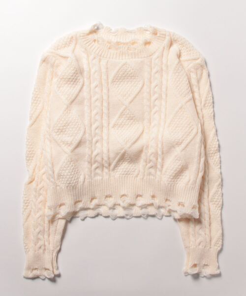 Burner(バーナー)の「【OKUOKU 0909】ニット / ショート丈 / クルーネック oku-tops-687672276869-30 A1(ニット/セーター・レディース・グリーン/ホワイト/ベージュ/ブラック/グレー・FREE)」の1枚目の写真