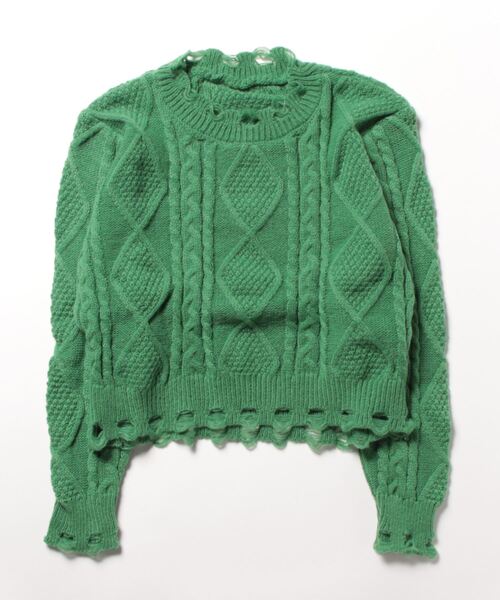Burner(バーナー)の「【OKUOKU 0909】ニット / ショート丈 / クルーネック oku-tops-687672276869-30 A1(ニット/セーター・レディース・グリーン/ホワイト/ベージュ/ブラック/グレー・FREE)」の5枚目の写真