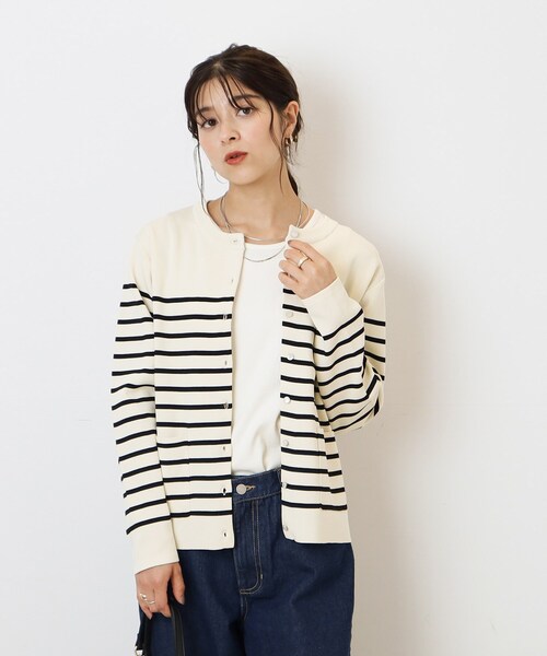 SHOO・LA・RUE（シューラルー）の「◆大人上品に スポンディッシュ パール調ボタンカーディガン（カーディガン/ボレロ・レディース・ホワイト系その他3/ホワイト/イエロー/ブラック・02/03/04）」の10枚目の写真